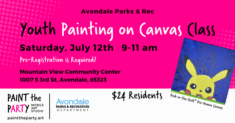 Youth Peek-a-Chu Painting On Canvas Class Youth Peek-a-Chu Painting On Canvas Class