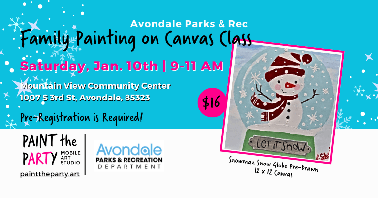 Family Snowman Snow Globe Painting On Canvas Class