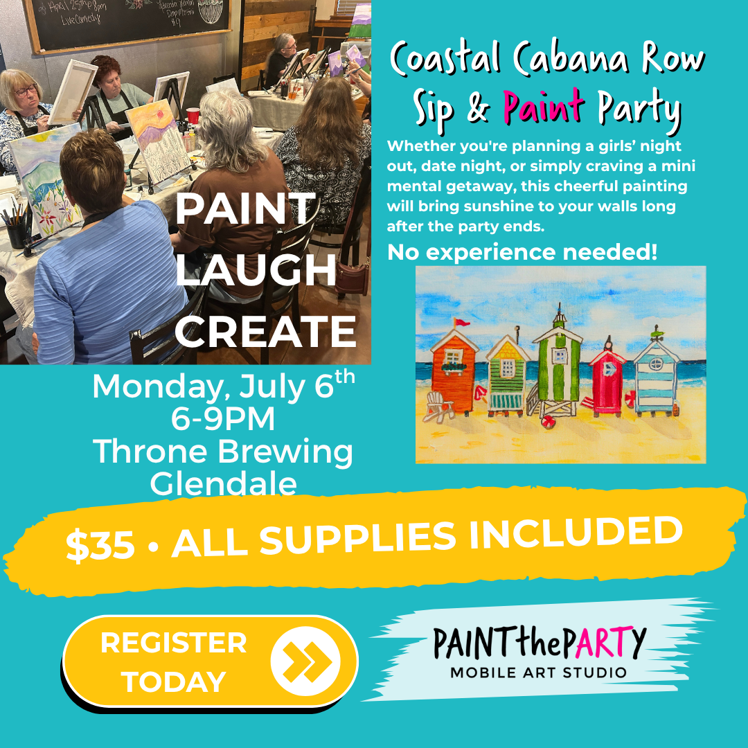 Coastal Cabana Row Paint Party Scroll Stopping Fun Ad Layout