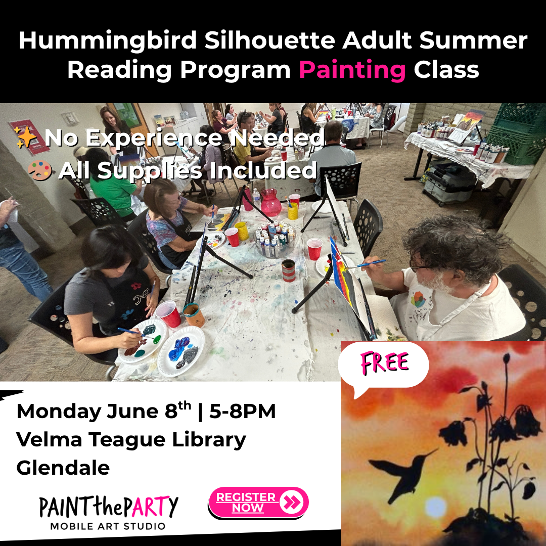 Hummingbird Silhouette Adult Summer Reading Program Painting Class Sell-Out Events Ads