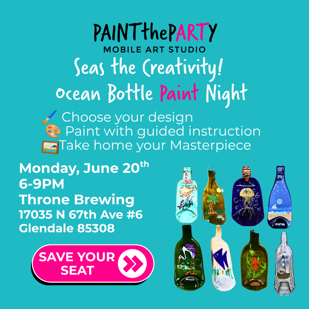 Seas the Creativity! Ocean Bottle Paint Night Step-by-Step Fun Conversion
